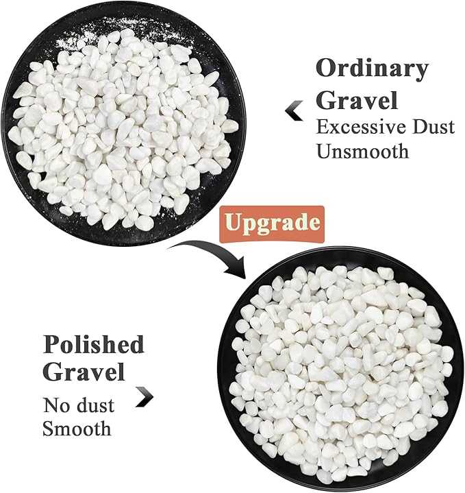 5 lbs White Pebbles for Indoor Plants, 3/8 Inch Decorative White Gravel, Polished River Rocks for Potted Plants Vase Cactus Bird Bath and Outdoor Garden Landscaping