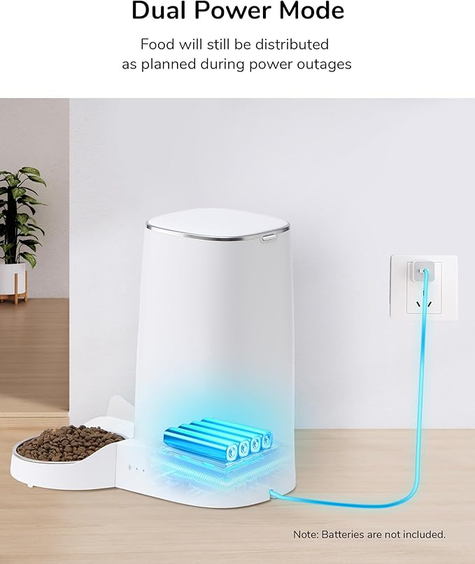 FUKUMARU Automatic Cat Feeder, 4L Dog Feeders with Double Bowls, Support DIY Meals and Timed Control WiFi Cat sFood Dispenser, Suit for Most Pet Food