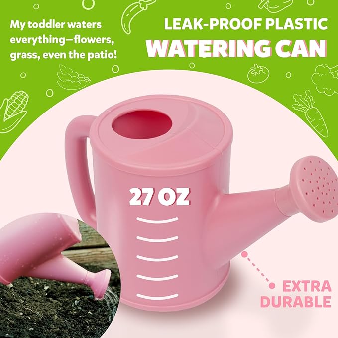 Floral Garden Kit Tools - Includes Sturdy Tote Bag, Watering Can, Gloves, Shovels, Rake, and Delightful Children's Book - Kids Garden Tool Set -Easter Gifts for Toddler Age on up