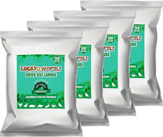 Dried Black Soldier Fly Larvae 20LBS, 85X More Calcium Than Mealworms High-Protein BSF Larvae Chicken Treats Non-GMO BSFL for Chickens, Hens, Ducks, Wild Birds