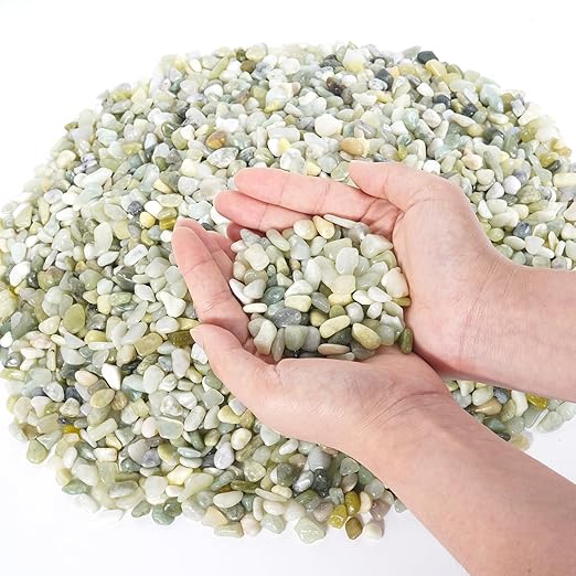 GreatBuddy 10-lb Decorative Rocks for Indoor Plants, 3/8" Jade Pebbles for Planters, Gravel for Succulent, Vases, Bamboo, Garden Landscaping, Crafts, Aquariums, Natural Polished