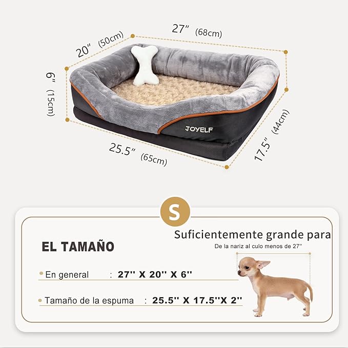 JOYELF Memory Foam Dog Bed Small Orthopedic Dog Bed & Sofa with Removable Washable Cover and Squeaker Toy as Gift