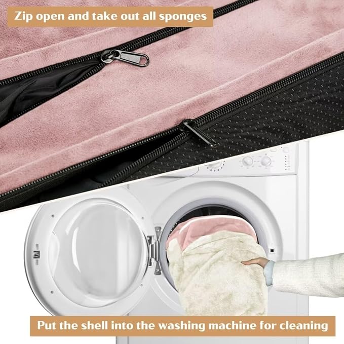 Comfort Expression Large Dog Beds Waterproof Orthopedic Foam Dog Beds for Large Dogs Sofa Comfy Pet Bed with Non-Slip Bottom & Washable Removable Cover(Pink)