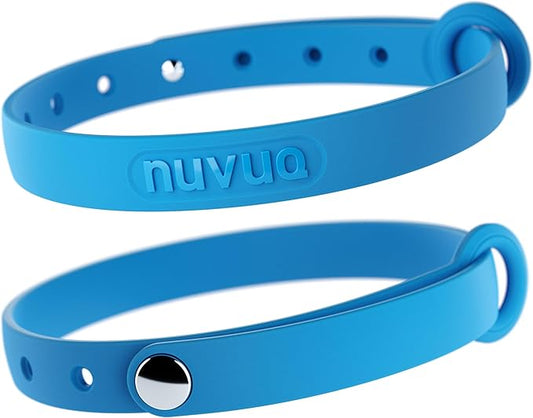 Silicone Cat Collars 2 Pack - Soft, Comfortable, and Lightweight Safety Breakaway Collar with Name Tag Ring for Outdoor Cats and Sensitive Skin Kittens by Nuvuq (6 ⅞" to 10 ¼", Blue)