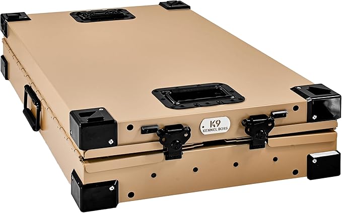 Heavy Duty Fully Collapsible Powder-Coated Aluminum Dog Crate - Small (Tan)