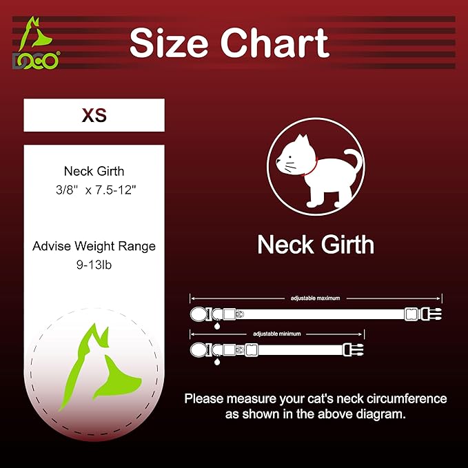 DOCO Cat Collar (Neck Girth - 3/8" x 7.5-12", Weight Upto - 13lb) Reflective Cat Collar with Bell, Breakaway Safety Buckle, Adjustable Nylon Strap for Kittens & Adult Cats (Blue)