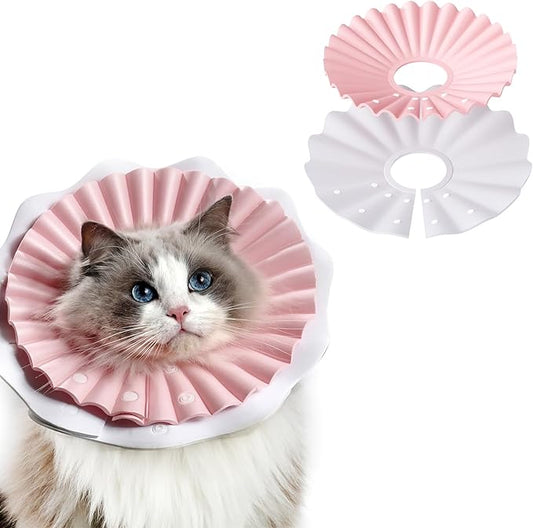 Soft Cat Cone Collar for Cats– Adjustable Lightweight Recovery E-Collar to Stop Licking, Scratching & Biting After Surgery, Comfortable Wound Healing Cone Alternative (Pink, M)