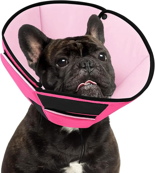 Dog Recovery Collar Cone for Medium Dogs, Adjustable Dog Cone Alternative After Surgery for Dogs to Stop Licking, Breathable Soft Cone for Medium Large Dogs, Pink M