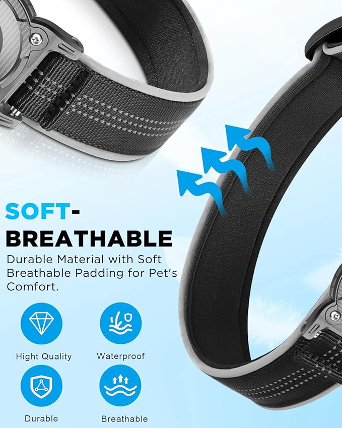 ONEONTA Airtag Dog Collar | Waterproof Airtag Dog Collar Holder with Removable Metal Loop - Airtag Collar Heavy Duty, Reflective, Ultra-Durable, Comfortable Padded, for Small Medium Large Dog Pink XL