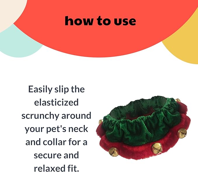 Huxley & Kent Ruff Pet Scrunchy | Elf (Extra-Large) | Festive Christmas/Holiday Neckwear for Dogs/Cats | Fun Stretchable Costume Accessory | Soft Collar with Bells