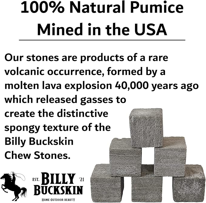 Chinchilla Chew Toys, Pumice Chew Blocks, Lava Block for Hamster, Rat, Mice, Degus, Gerbils, Small Animal Toys, Guinea Pigs, Rabbit Toy, Bunny Toy by Billy Buckskin (Pack of 6)Mined in USA