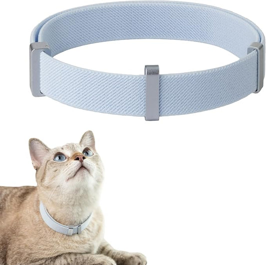 Safety Cat Collar Pro - U.S. IDA Gold Awarding Design, Elastic Quick Release Cat Collar with Buckle Non Breakaway - Lightweight for Kitten All Small Large Cats (Sierra Blue, M 7.9-15.7")