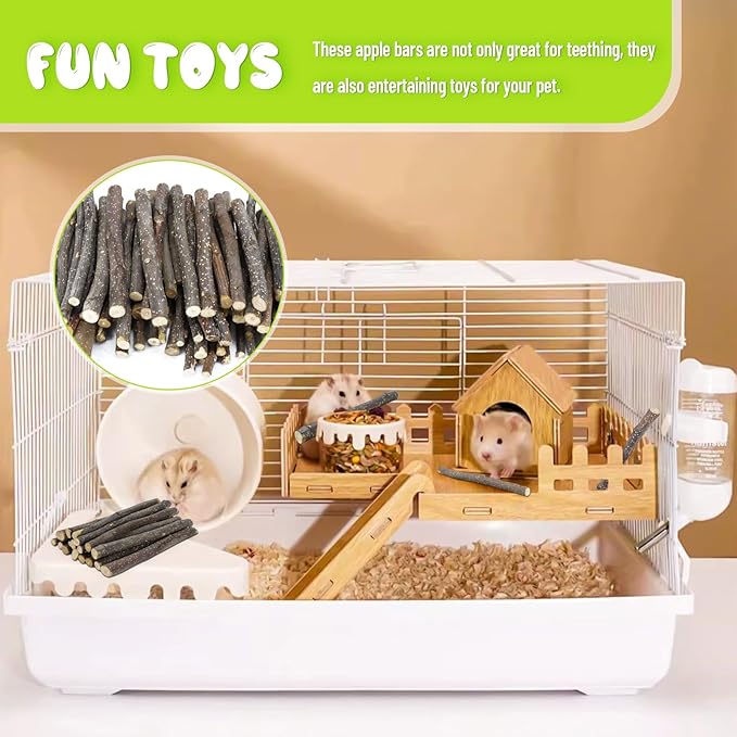 600g Small Apple Sticks Animals Molar Wood Treats Toys for Rabbits Chinchillas Guinea Pig Hamster Gerbil Parrot Bunny Chew Stick Toys Treats, 21.2 OZ