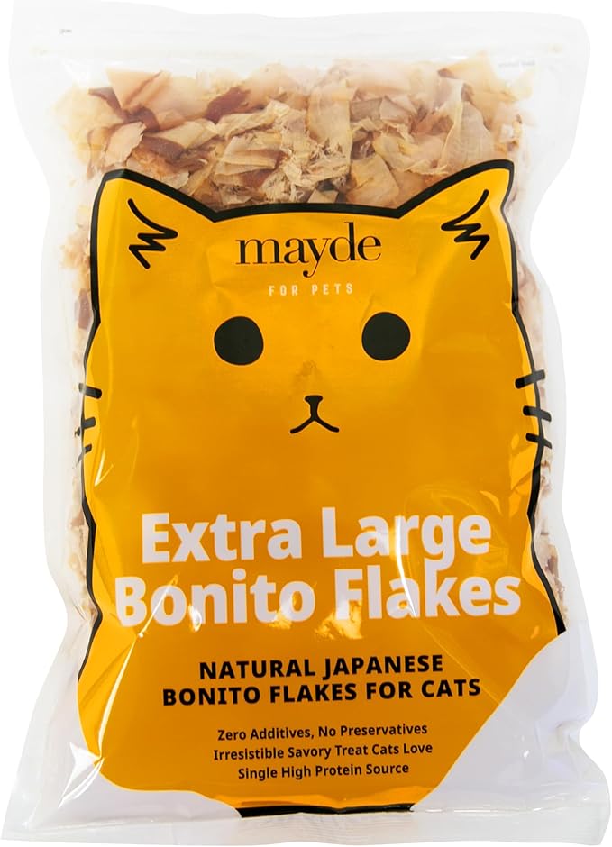 Mayde Bonito Flakes for Cats & Dogs, All-Natural High-Protein Treats, Extra Large 4oz Bag