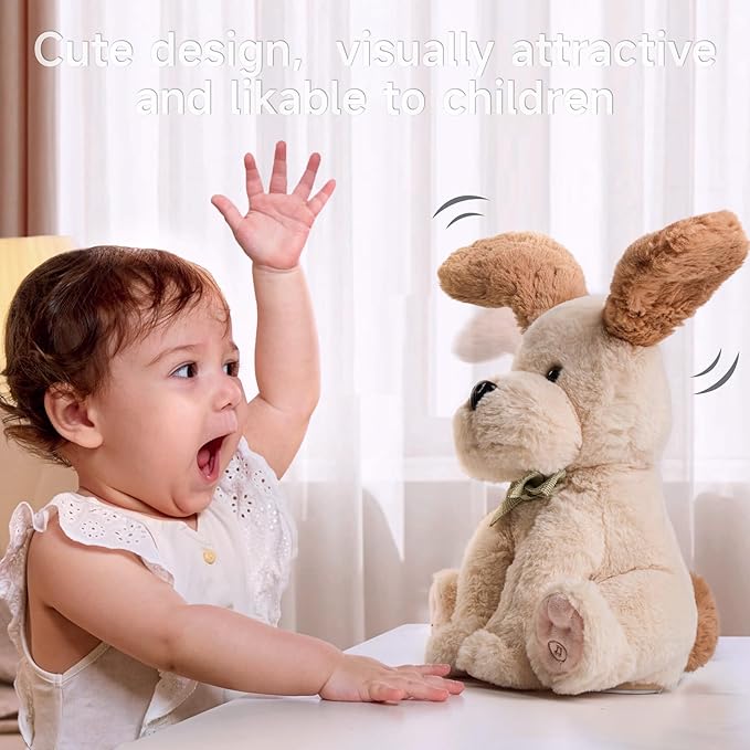 TUMAMA Baby Animated Plush Dog, Interactive Singing Talking Puppy Dog Stuffed Animal Toys, 10”