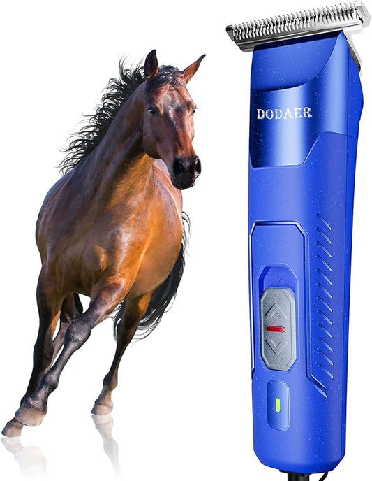 Professional Grooming Electric Corded 2-Speed Horse Clipper with Detachable Blade - Cool & Quiet Running Design - Includes Size T84 Blade for Complete Horse Grooming - Blue