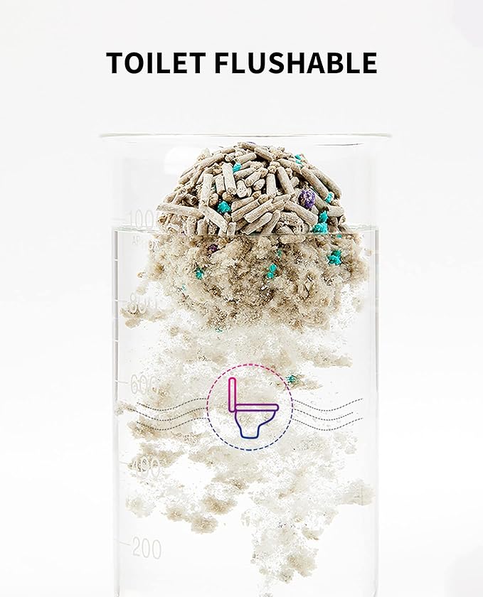 PETKIT Mixed Cat Litter Fast Clumping,Flushable,Ultra Absorbent, 100% Natural Ingredients Litter,Water Dissolvable,Really Dust-Free,Low Tracking Bentonite Tofu Litter ( 7.9 lb×4 Bags)