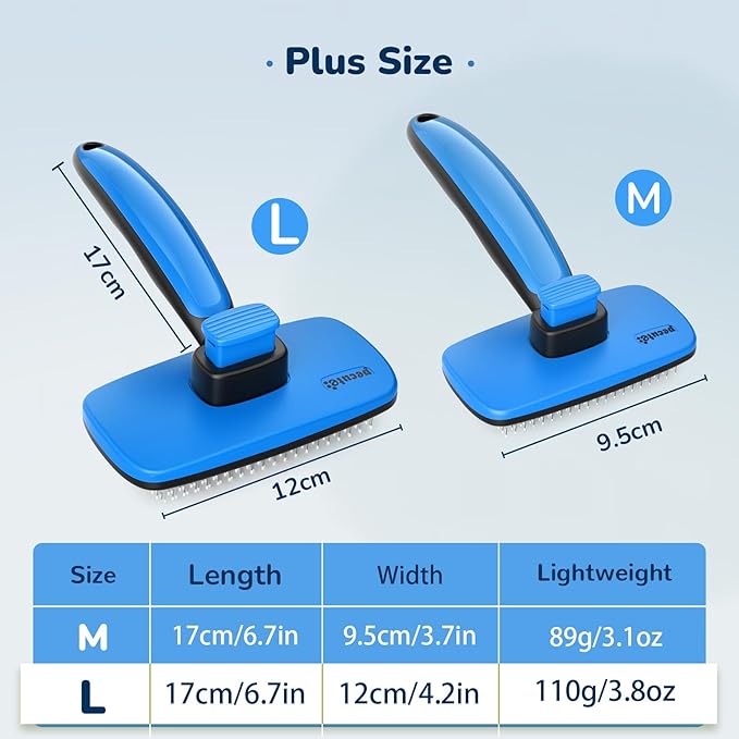Pecute Self-Cleaning Slicker Brush for Dogs, Cats, Lightweight Dog Brush for Shedding Massaging Grooming, Cat Brush Gently Removes Loose Fur Undercoat for Dogs Cats Rabbits of All Hair Types