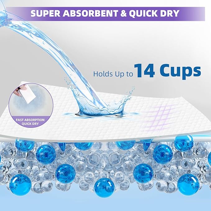 IMMCUTE Cat Pads 16.9" X 11.4", 50 Ct | Pee Pads for Cats | Thickened 6-Layer Super Absorbent Pads, Pee Pads for Tidy Cats Breeze Litter System | Cat Pee Pad for Litter Box