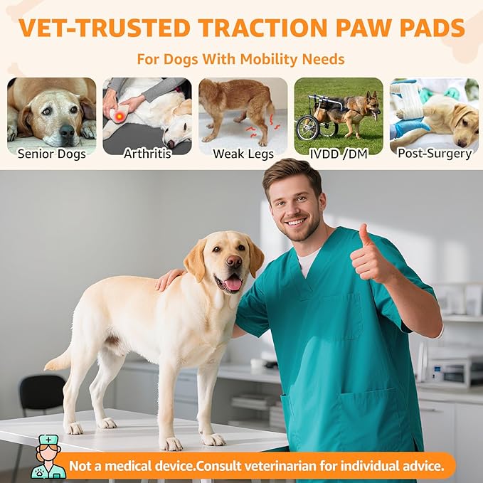 Loobani Paw Pads for Dogs Traction: Anti Slip Dog Paw Grippers for Senior Dogs Walking on Hardwood Slippery Floors - Dog Paw Protector Stickers for Prevent Licking & Wound Care, Easy Using