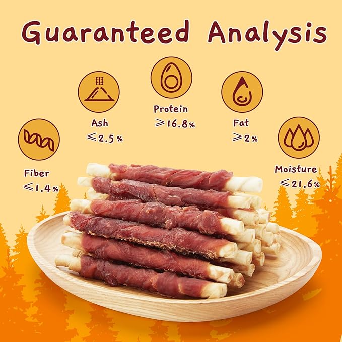 Jungle Calling Dog Treats, Duck Breast Wrapped Rawhide Sticks for Dogs, Grain-Free Natural Chewy Treats Picky Dogs, Puppy Chews Snacks,10.6 oz