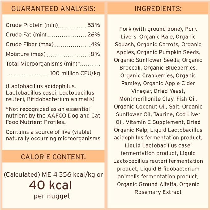 Primal Freeze Dried Raw Cat Food Nuggets Pork, Complete & Balanced Meal or Topper, Premium, Healthy, Grain Free, High Protein Raw Cat Food with Probiotics (5.5 oz)
