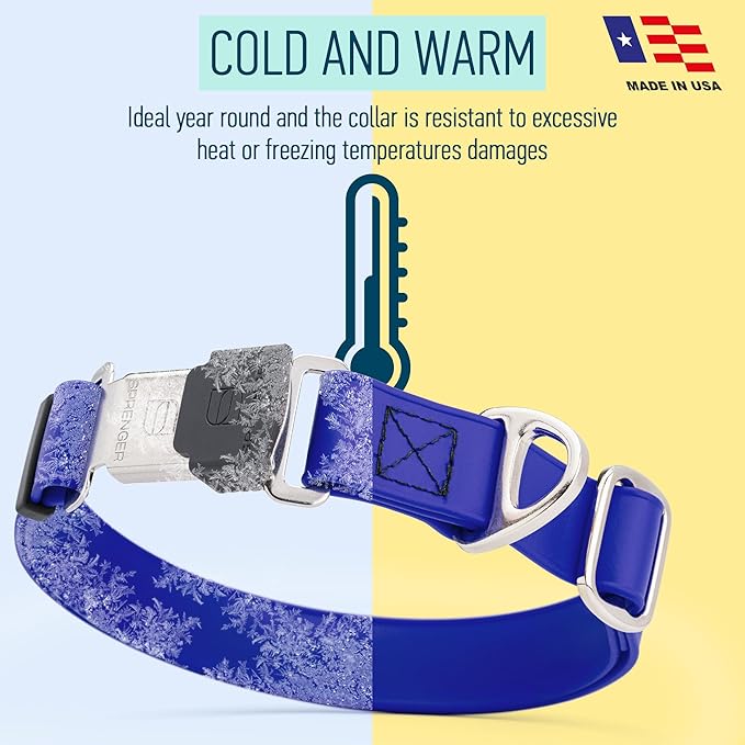 Dogline Biothane Waterproof Dog Collar with Herm Sprenger Stainless Steel Quick Release Buckle – Heavy Duty Tactical Durable Collar for Dogs – Comfortable and Safe Pet Collar W 1" L 15-25" Blueberry