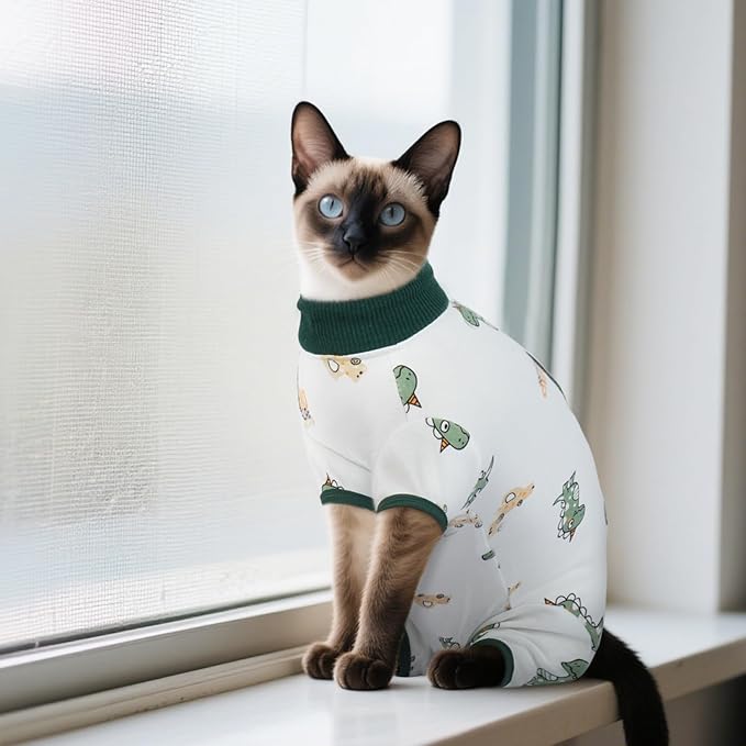 DENTRUN Cat Surgery Recovery Suit Female Male Soft Onesie, Kitten Surgical Collar Cone Alternative Shirt, Abdominal Wounds Anti-Licking Pajama for Small Pets Spay, Cat Body Suit Post Surgery