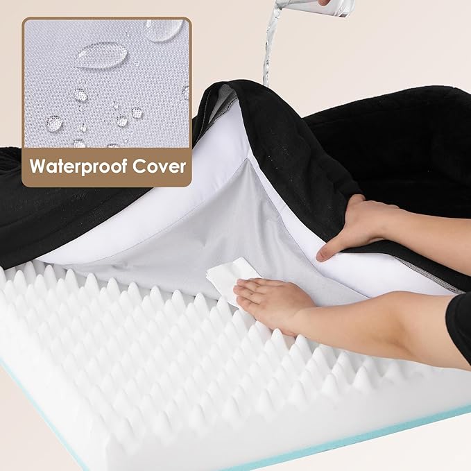 EHEYCIGA Memory Foam XXL Dog Bed for XLarge Sized, Extra Large Orthopedic Dog Sofa with Sides and Waterproof Liner, Washable Bolster Pet Couch with Removable Cover, 52x41x8 Inch, Black