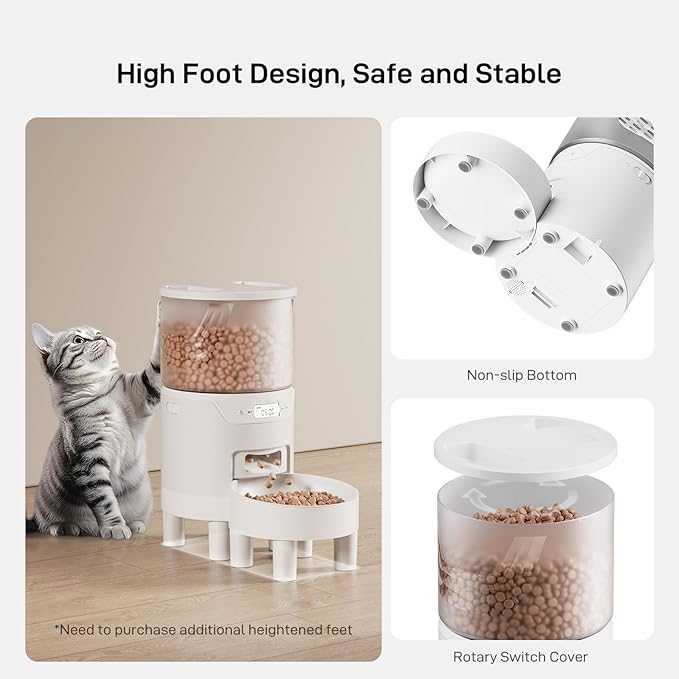 Automatic Cat Feeder: 3L Auto Food Dispenser with Timed Feeding| 6 Meal Programmable& 1-20 Portion Precise Control- Easy to Clean & Setup for Cat Indoor| Desiccant Bag Keep Food Fresh