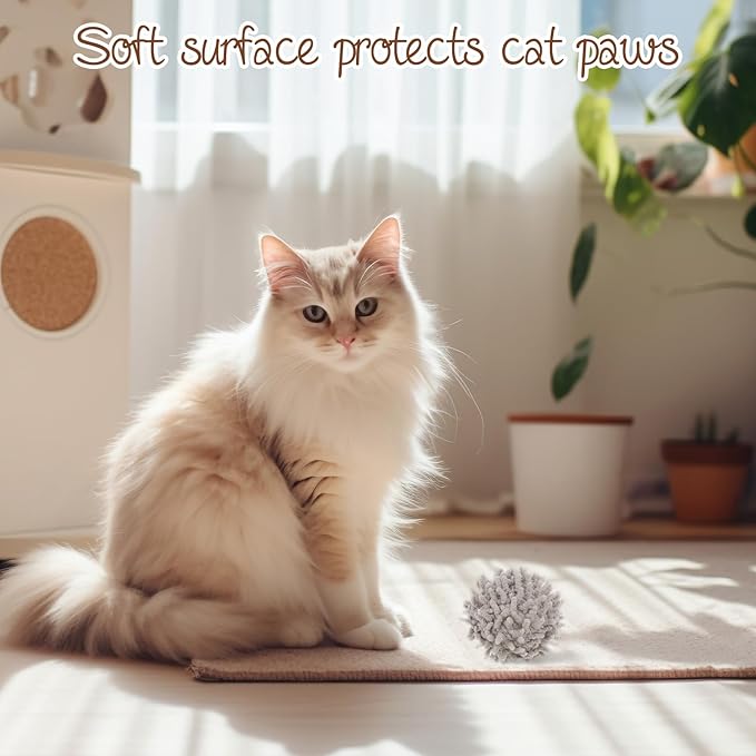 9Pcs Cat Pom Pom Balls, Cats Ball Toys with Bells, 2 inches Soft Cat Balls Toy for Indoor, Assorted Color Yarn Puffs Ball for Cats, Kitten Chasing Toys for Kitty, Pet Interactive Play(Multi-Color)