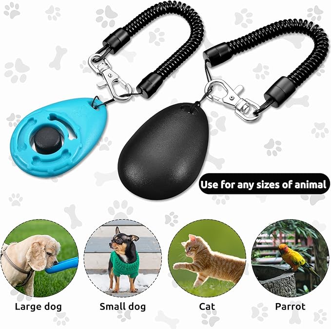 Frienda 18 Pieces Dog Training Clicker, Pet Behavioral Training Clickers with Wrist Strap for Dogs Cats Puppy Birds Horses(Multicolor)