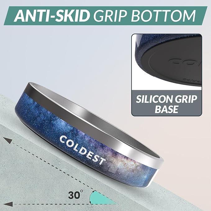 Coldest Dog Bowl - Anti Rust Metal, Non Slip, 3 Layers Insulated Stainless Steel Dog Bowls - Spill Proof & Heavy Duty - Water Bowl for Dogs, Cats & Pets, Dish Washer Safe (21 oz, Into The Beyond)