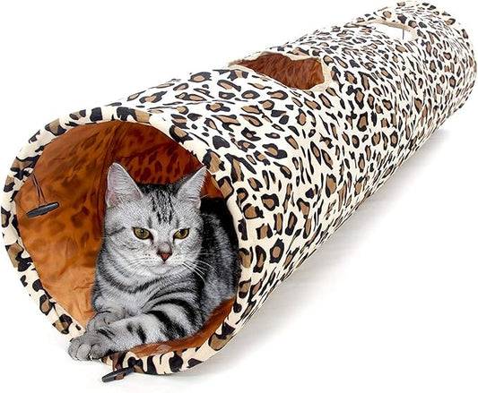 PAWZ Road XL Collapsible Cat Tunnel for Fat Cats & Rabbits - 51"x12" Extra Wide Pet Play Tunnel with 12-Inch Diameter for Large Cats, Small Dogs
