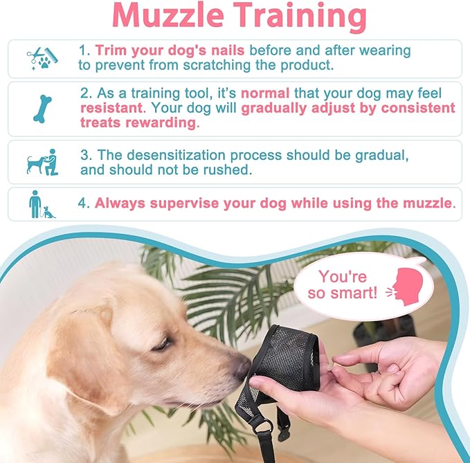 LUCKYPAW Dog Muzzle, Mesh Muzzle for Large Medium Small Dogs, Soft Mouth Guard for Biting Chewing, Breathable Mouth Guard with Adjustable Strap for Training(Black, XL(Snout:11"-12.25"))