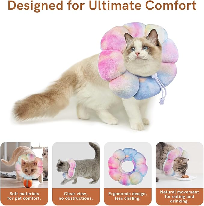 Cat Collar Soft, Adjustable Soft Protective Neck Cats Recovery Cone After Surgery
