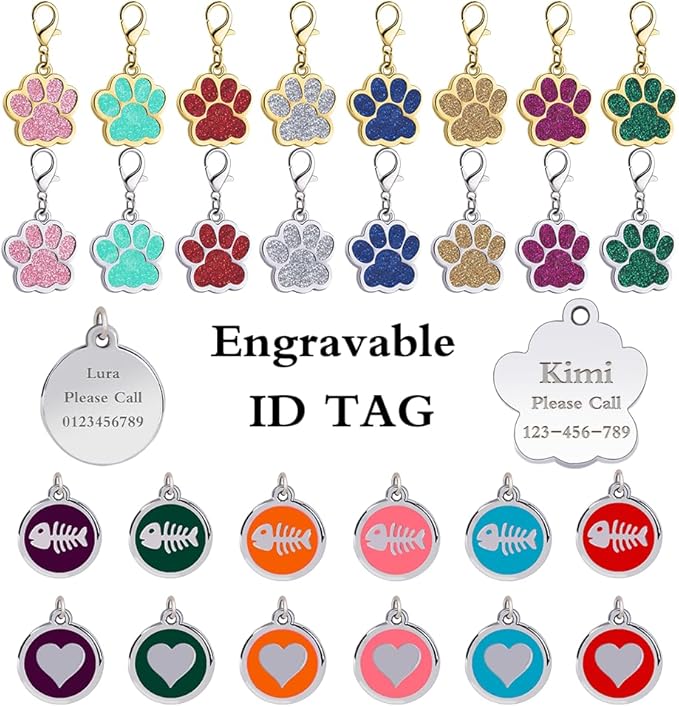 Personalized Breakaway Cat Collars Glow-in-The-Dark with ID Tag, Bell - Safety Quick - Release, Customizable for Female Male Kittens & Cats (Blue)