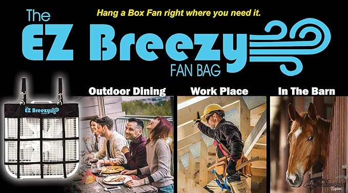 Southwestern Equine EZ Breezy Box Fan Holder, Horse Stall Classic Fan Bag, Stable Supplies, Horse Fan (2 Pack Black)