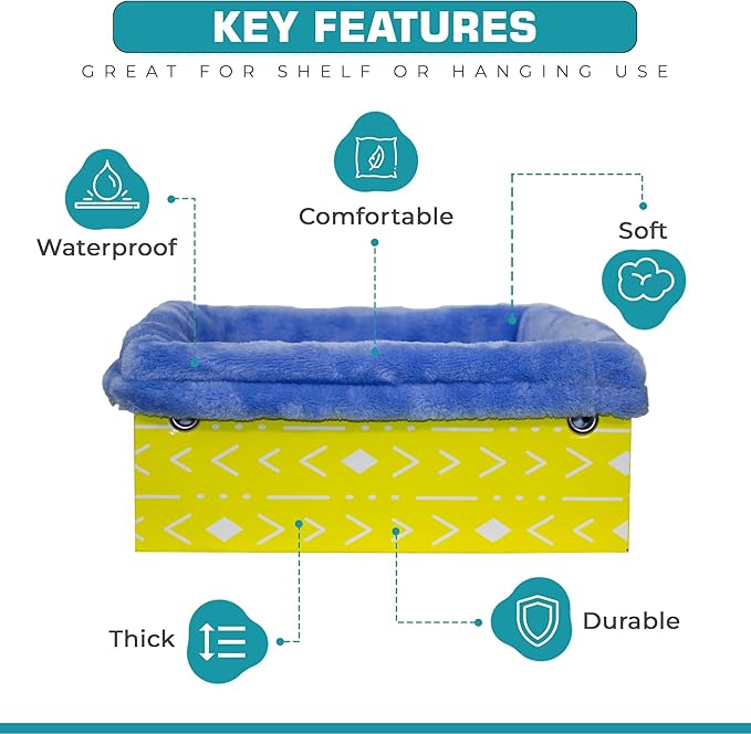 Ferret Hammock For Cage Box, use as Hanging Bed or Secure to Cage. Ferret Cage Accessories w/ Adjustable Straps, Perfect Small Pet Bed, Hanging cat hammock Bed, Guinea Pig Bed or Rabbit Bed.