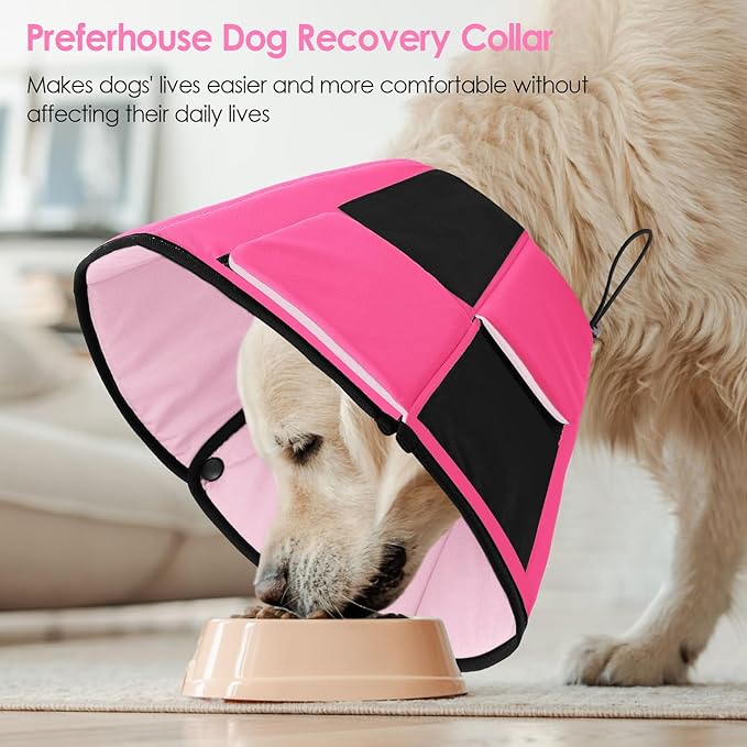 Soft Dog Cone for Large Dogs, Cone for Dogs to Stop Licking, Breathable Pet Surgery Collar Cone for Extra-Large Pets, Pink XL