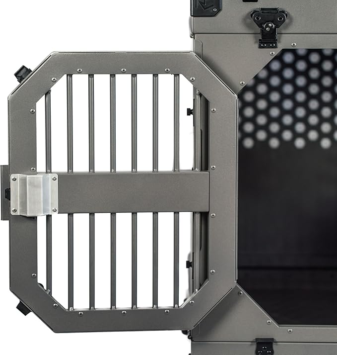 ROCK CREEK CRATES Collapsible Dog Crate: Meticulously Engineered, Durable Aluminum Construction, Non Slip Feet | 10 Year Warranty | Ideal for Indoor & Vehicle Use (Gray, 30 Inch)