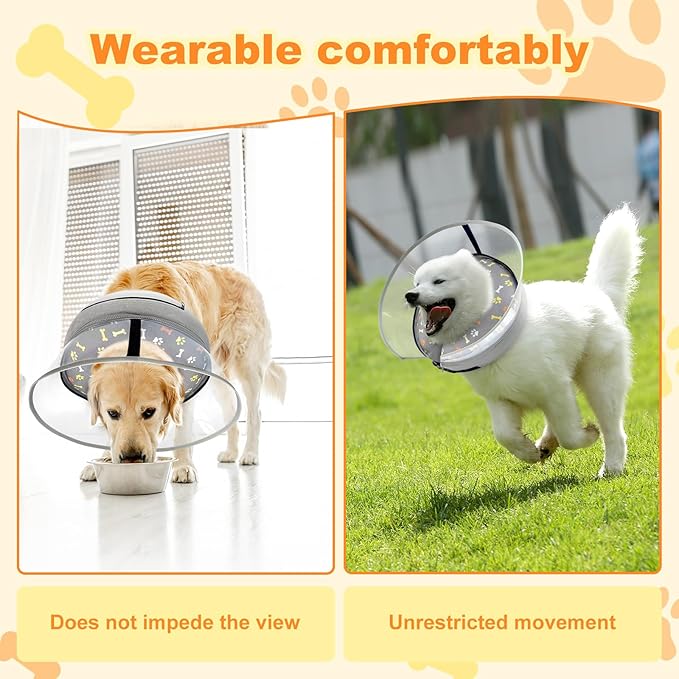 Dog Cone Collar with Enhanced Anti-Licking, Inflatable Dog Cone After Surgery, Adjustable Size with Soft Padding for Small Medium Large Dogs - M