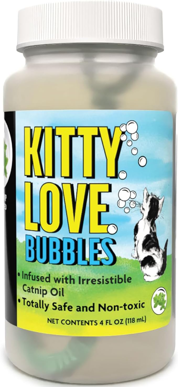 Kitty Love Bubbles: 2 Pack Catnip Scented - 4oz Bottles, Catnip Infused Long Lasting Bubbles For Cats, Non-Toxic & Allergen-Free, Combine Toy & Treat