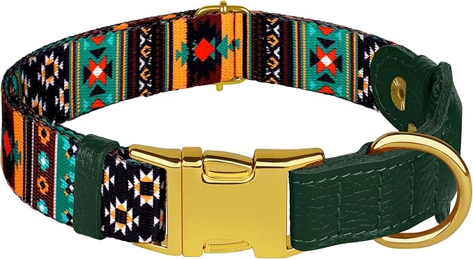 AirTag Dog Collar for Small Medium Large Breed - Adjustable Cute Pattern Dog Collar with Airtag Holder - Soft Leather Tracker GPS Apple Air Tag Pet Collars (X-Large, 20"-25" Neck Fit, Tribal)