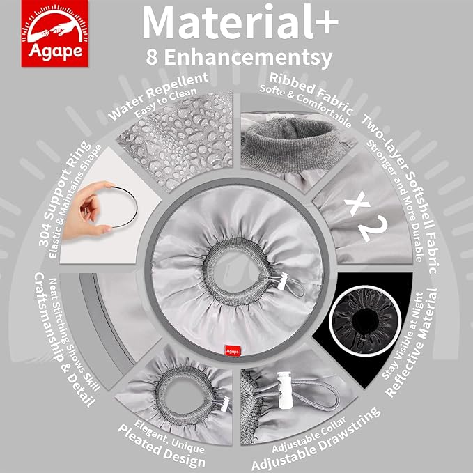 Agape Soft Cat Cone, Comfy Collar to Stop Licking & Scratching, Lightweight Recovery Collar for Cats After Surgery, Adjustable Elizabethan Collar for Neuter Recovery, Waterproof Neck Cones for Cats