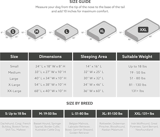 K9 Ballistics Tough Bolster Orthopedic Sofa Dog Bed with Removable Washable Cover - Durable, Water Resistant with Nonskid Bottom - X-Large, Titanium Premium Finish