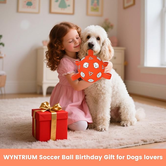 Dog Toys Soccer Ball with Straps, Durable Dog Balls, Interactive Dog Toys for Tug of War, Floating Water Puppy Toys for Indoor/Outdoor – Fun Dog Birthday Gift for Small Medium Dogs, 6 Inch