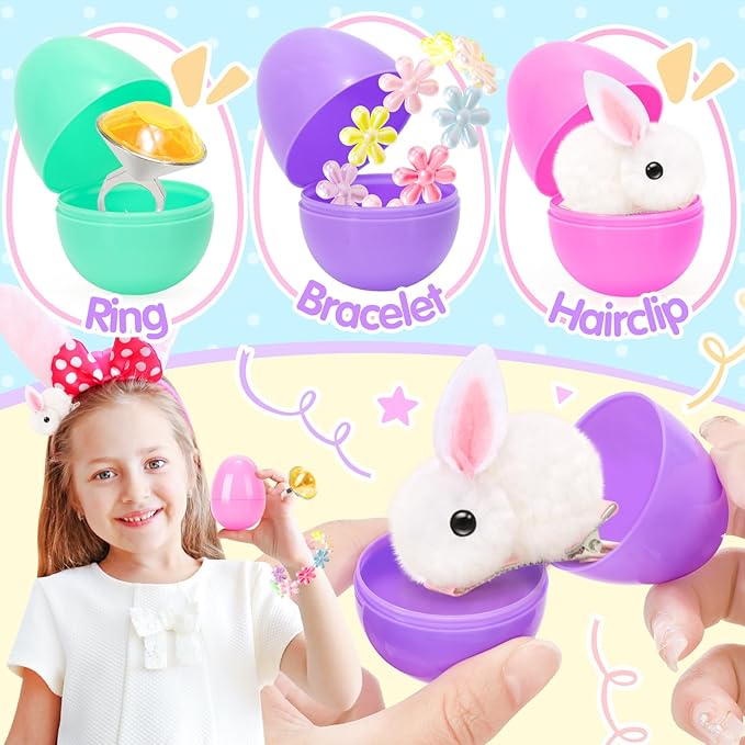 Plush Bunny Easter Toys for Kids,Interactive Bunny with Sounds,Can Walk and Wag Tail with Remote Control Leash,Easter Eggs with Surprise,Easter Birthday Gift for Toddlers