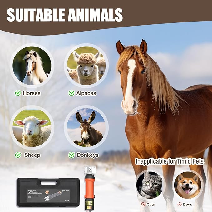 Horse Clippers,350W Horse Clippers Professional Electric Horse Grooming Kit,6 Speeds Animal Grooming Clippers for Horse Equine Goat Pony Cattle