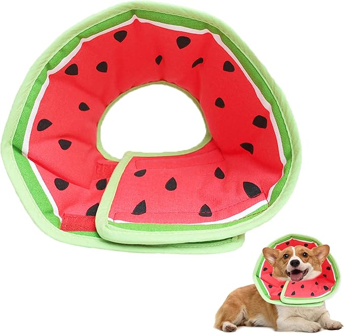 Soft Dog Cone Collar for Dogs After Surgery, Adjustable Dog Recovery Cone Collar for Medium Small Puppy Dogs and Cats to Stop Licking (Watermelon S)